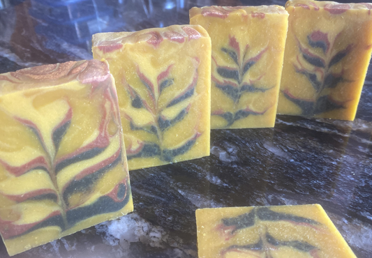 Pumpkin Spice Flaming Leaf Soap with Essential Oils of Cinnamon, Nutmeg, and Clove